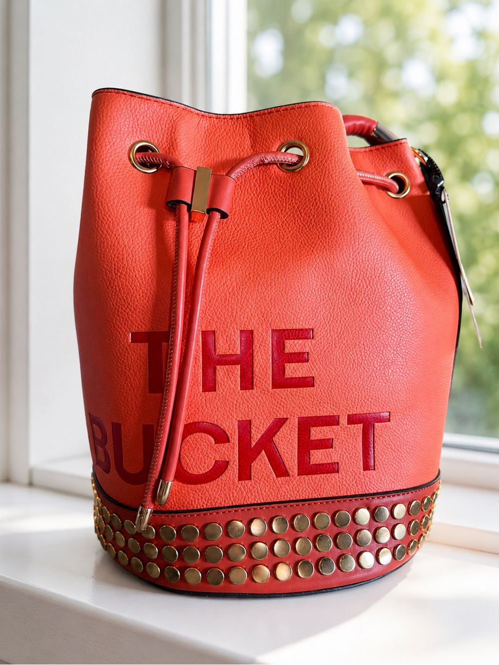 American Bee “The Bucket” Orange Studded Bucket Bag – New With Tags